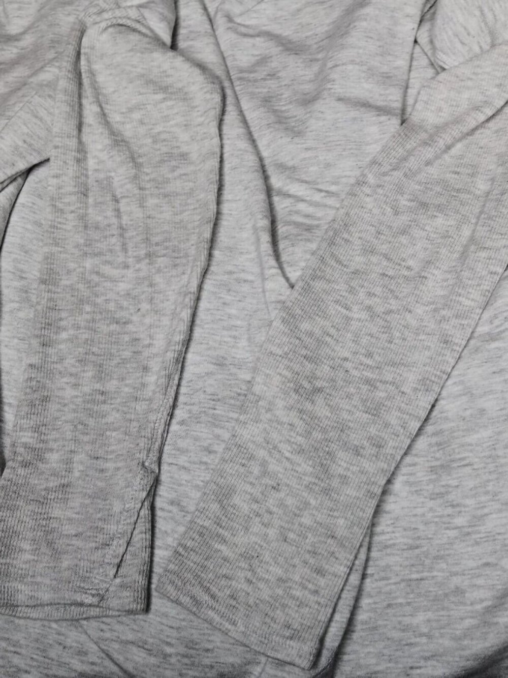 Athleta Purana Wrap Sweatshirt Large Gray Heather Ribbed Long Sleeve Top - Picture 11 of 15